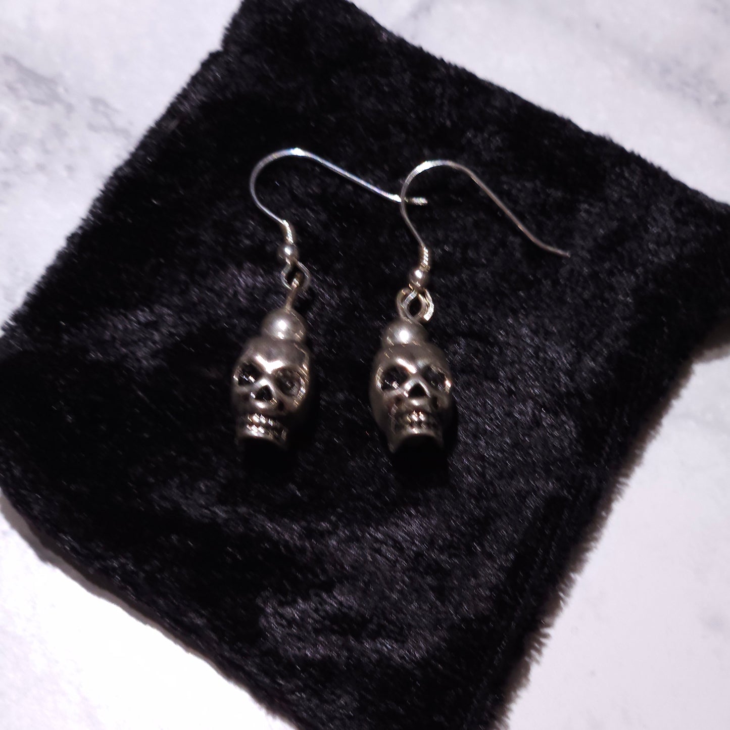 Silver Skull Charm Earrings | Witchy Occult Jewelry | Rose and Shadow