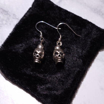 Silver Skull Charm Earrings | Witchy Occult Jewelry | Rose and Shadow