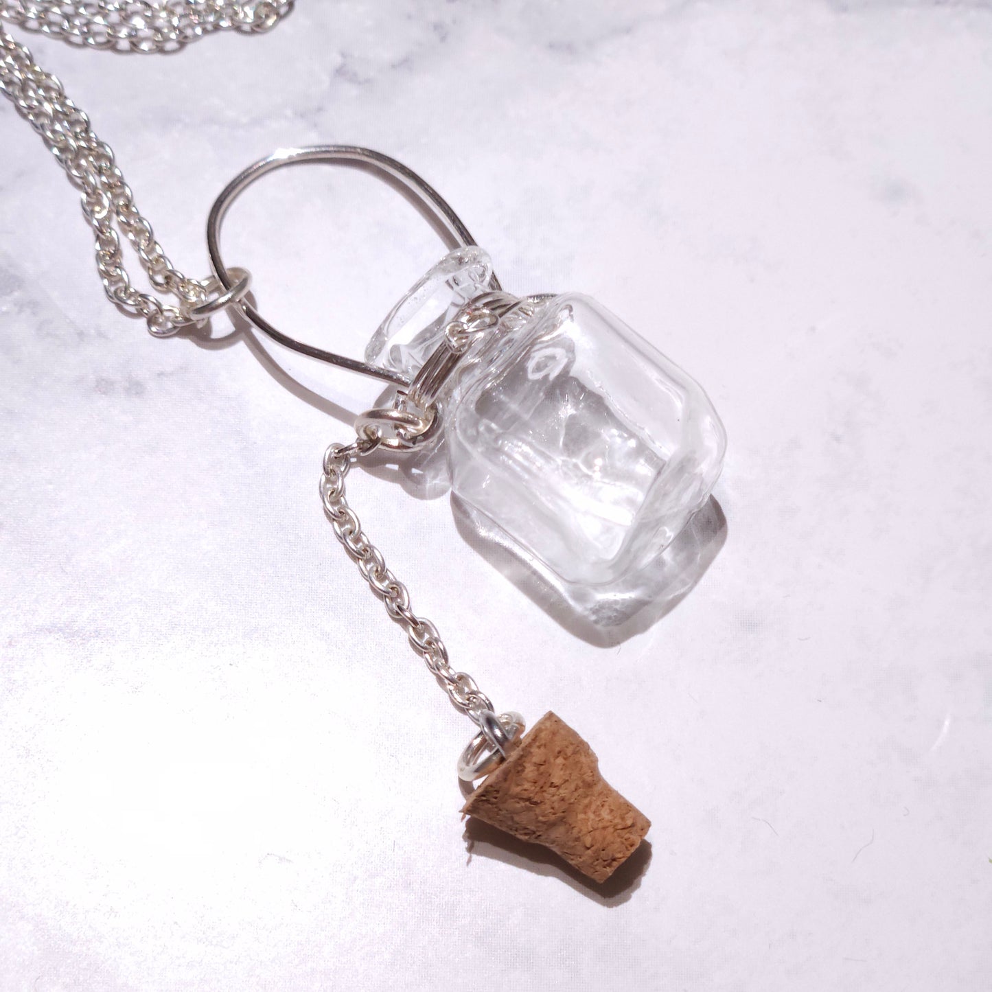 Silver Wire-Wrapped Spell Bottle Necklace | Empty Witch Potion Vial | Rose and Shadow