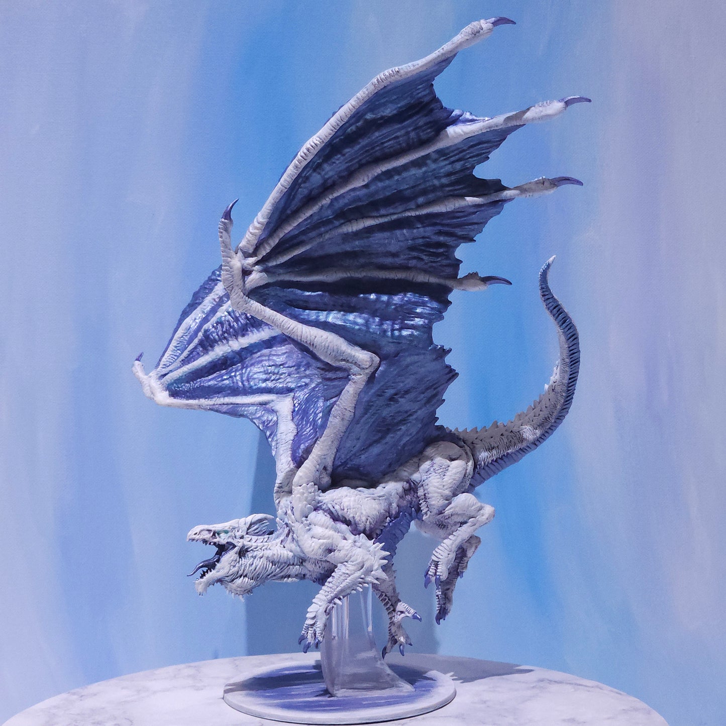 Adult White Dragon Miniature: Dnd, D&D, TTRPG Artist Painted Monster Model