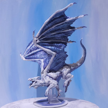 Adult White Dragon Miniature: Dnd, D&D, TTRPG Artist Painted Monster Model