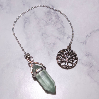 Fluorite Crystal Pendulum | Silver Tree of Life Witchy Divination Tool