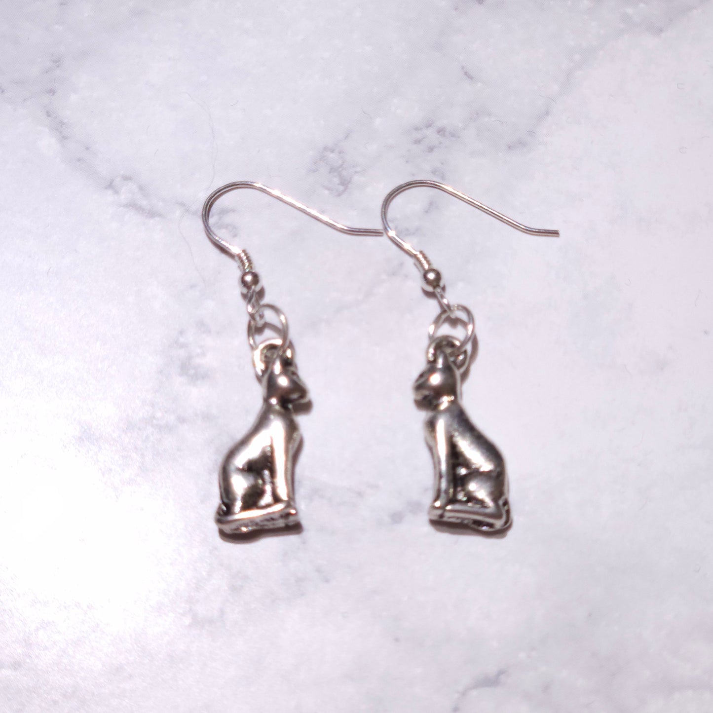 Silver Cat Charm Earrings | Witchy Occult Jewelry | Rose and Shadow