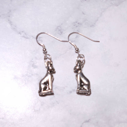 Silver Cat Charm Earrings | Witchy Occult Jewelry | Rose and Shadow