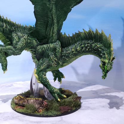 Adult Green Dragon Miniature: Dnd, D&D, TTRPG Artist Painted Monster Model