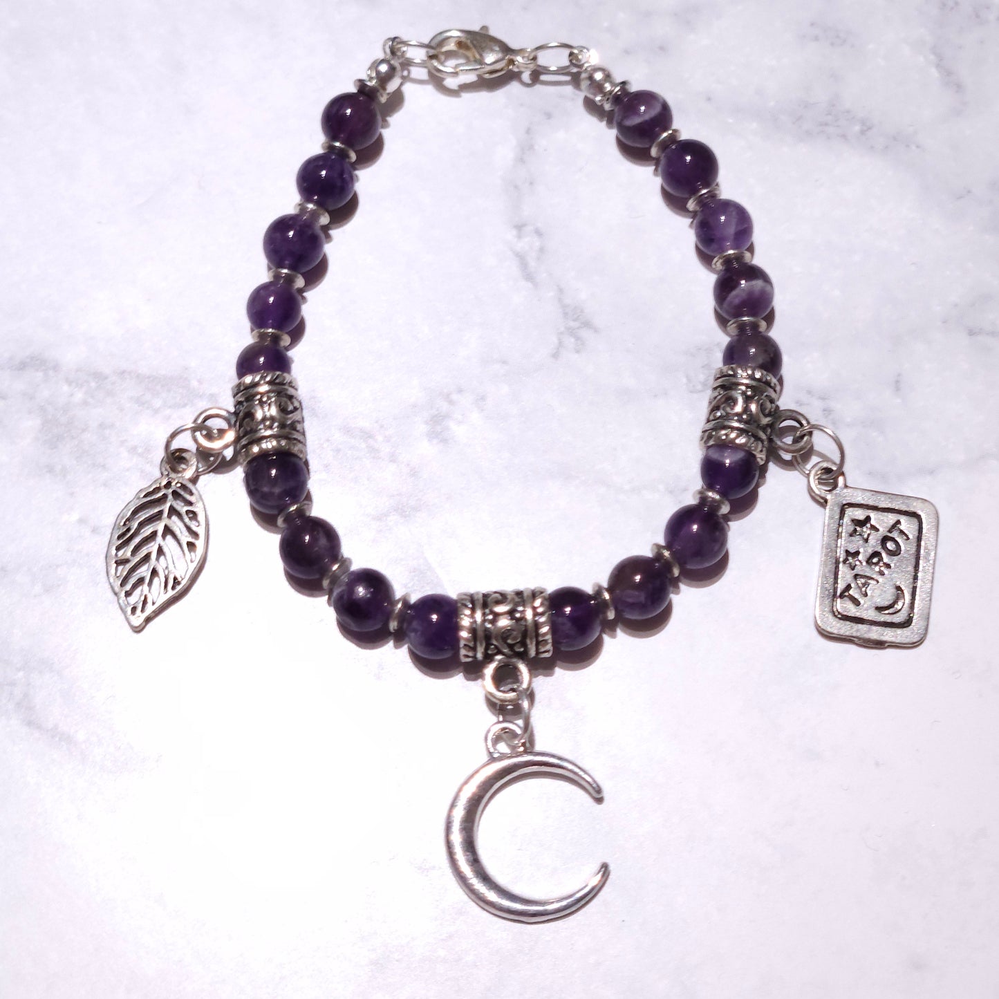 Witchy Charm Bracelet with Amethyst Gemstone | Rose and Shadow