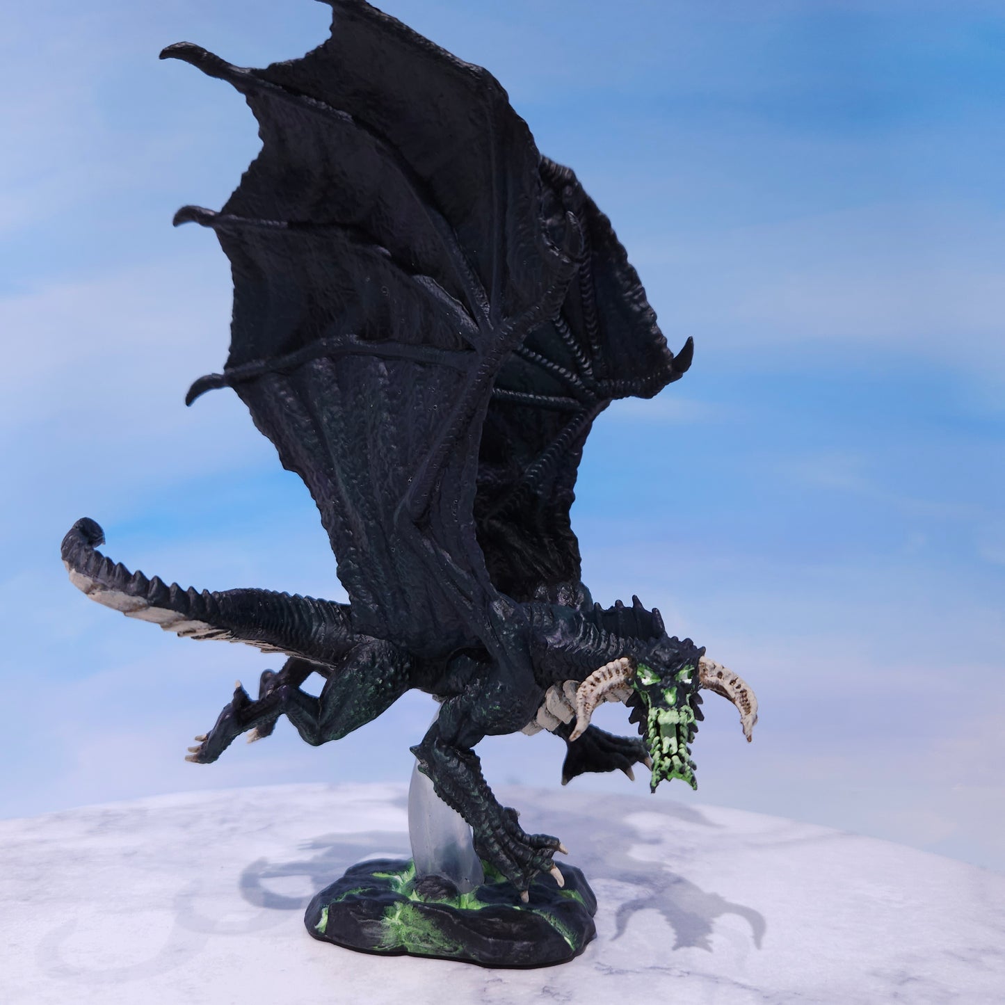 Young Black Dragon Miniature: Dnd, D&D, TTRPG Artist Painted Monster Model