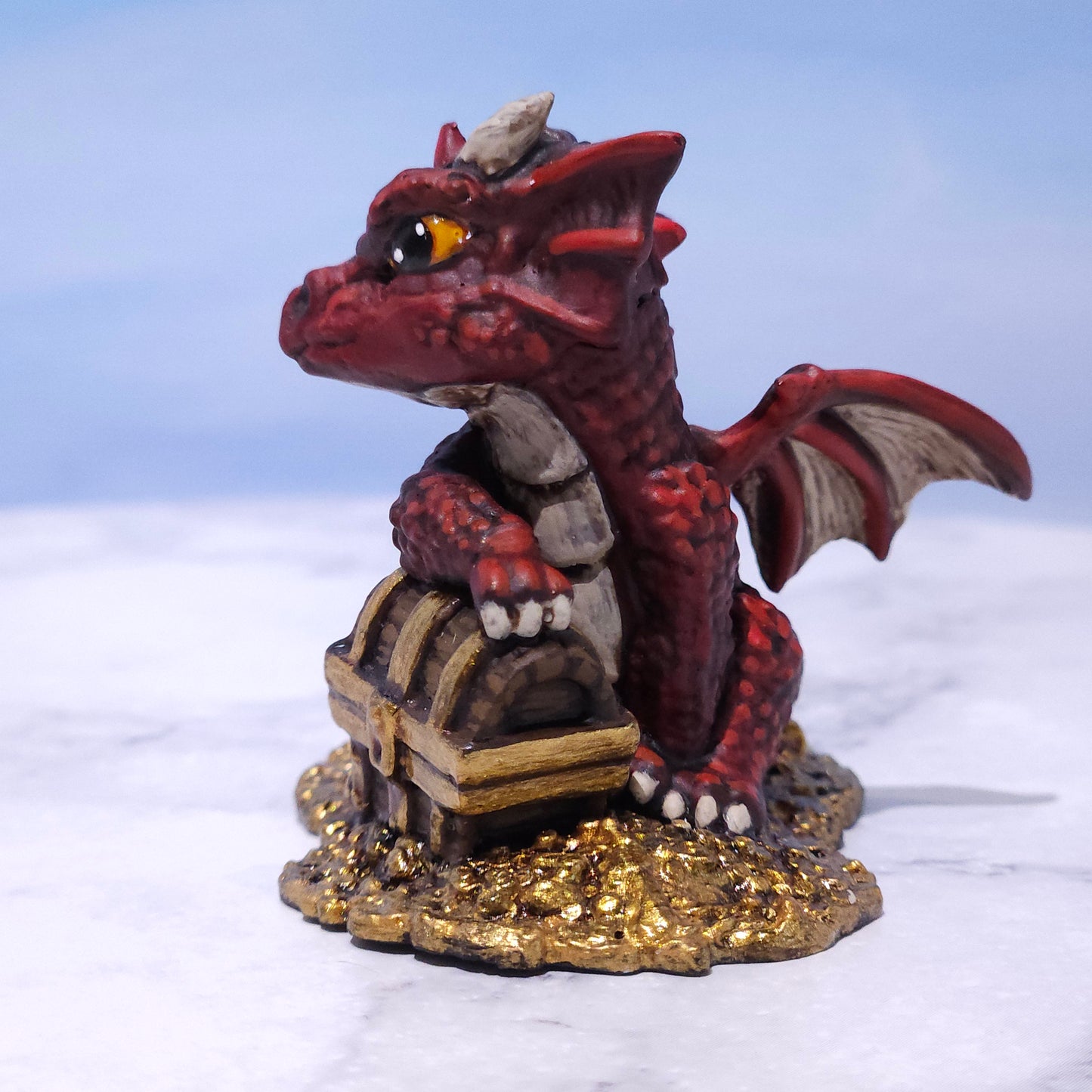 Baby Red Dragon Miniature: Dnd, D&D, TTRPG Artist Painted Monster Model