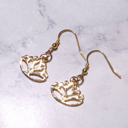 Gold Lotus Charm Earrings | Witchy Mystical Occult Jewelry | Rose and Shadow